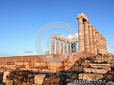 Temple of Poseidon at Cape Sounion Stock Photo